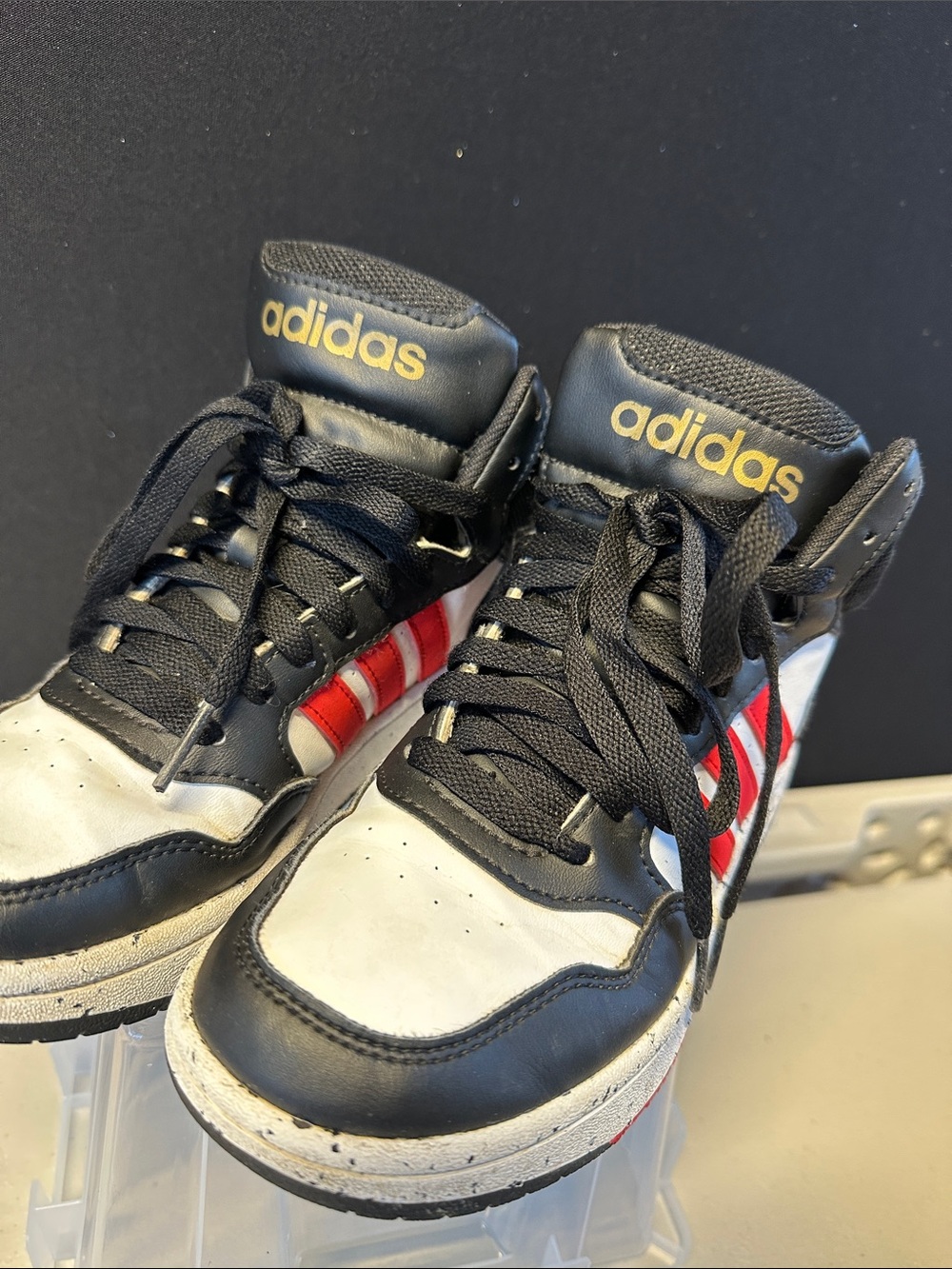 adidas Black, White & Red High-Top Sneakers